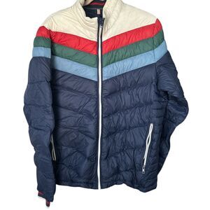 Marine Layer x Lost & Found Zurich Puffer Down Jacket Colorblock Mens Large